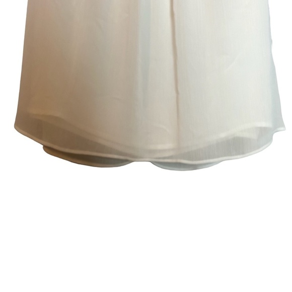 Sam Edelman White Sheer Gathered Neck Blouse w/ Back Keyhole Rhinestone Closure - Picture 6 of 14